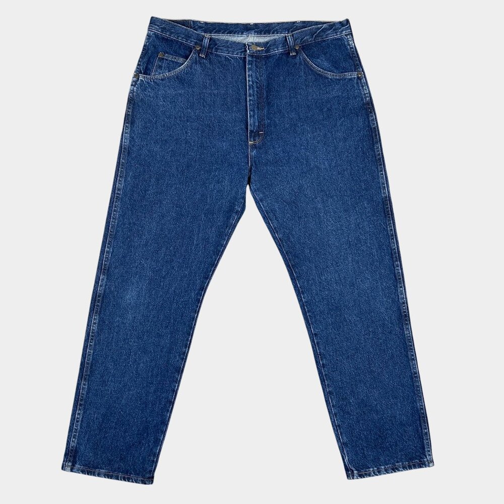 Vintage Wrangler Jeans 40x30 • Dark Wash Straight Leg Denim 100% Cotton
